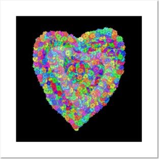 Fluffy Rainbow Textured Heart Posters and Art